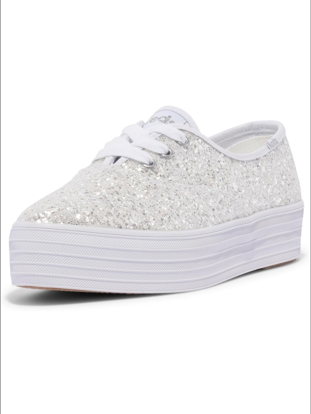 Keds Women's Silver Glitter Platform Sneaker